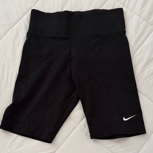 Nike Black High-Waist Bike Shorts with White Swoosh